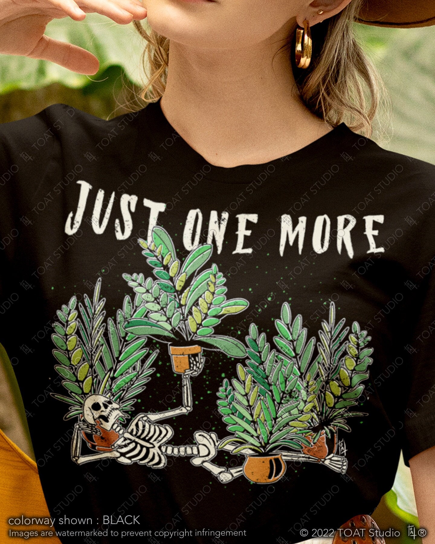 Just One More Plant Skeleton Unisex T-shirt, Plant Lover Shirt, Plant Parent Gift, Skeleton Gardener, Indoor Plant Botany, Gothic Plant Love