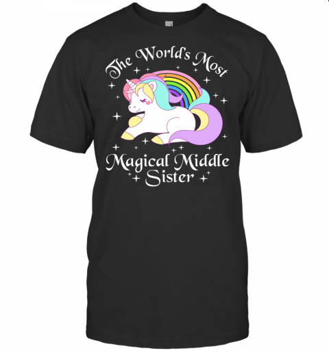 Magical Middle Sister T Shirt Unicorn Sister Gifts Girls Tee