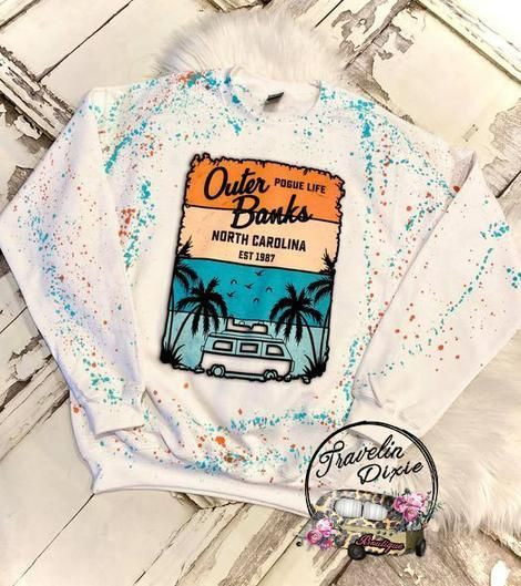 Outer Banks North Carolina Splatter Bleached Sweatshirt