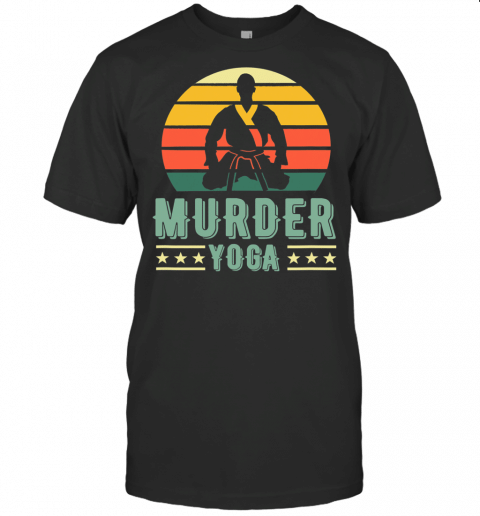 Jiu Jitsu Murder Yoga Vintage Sunset Funny Brazilian Gift T Shirt