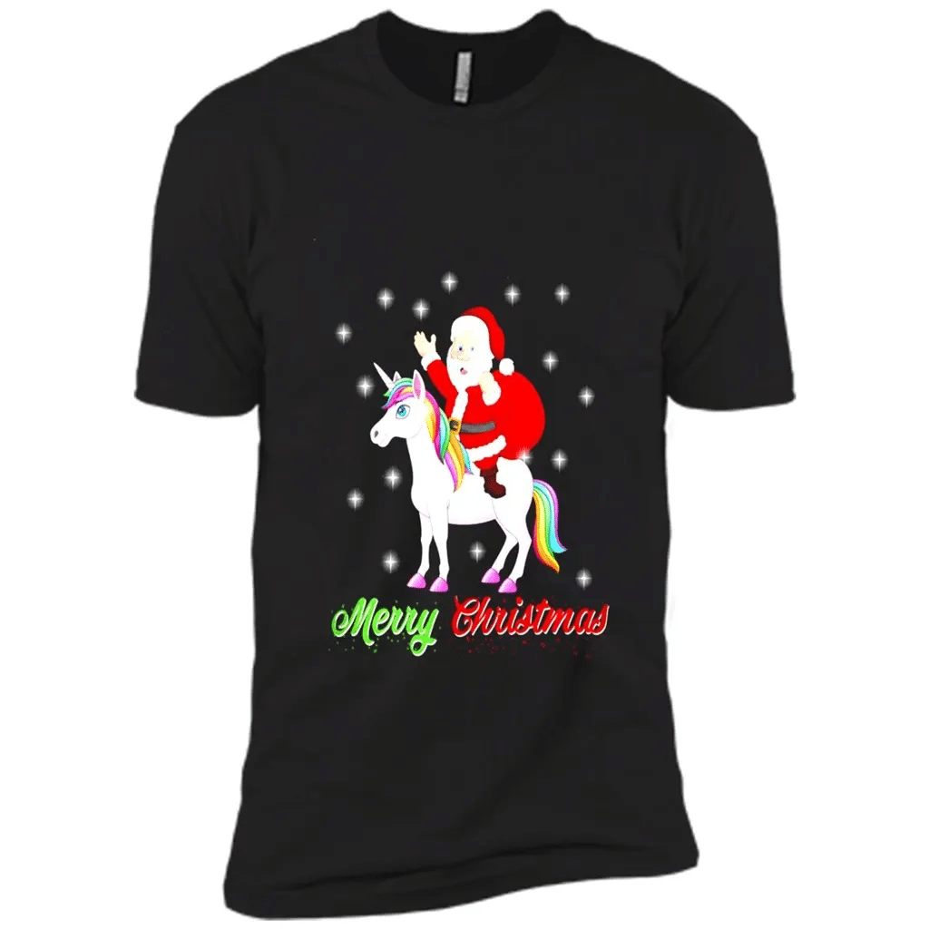 Merry Christmas Santa Claus Riding A Unicorn Sweatshirt – Premium Short Sleeve T-Shirt