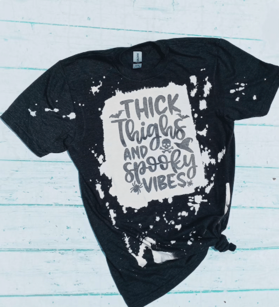 Thick Thighs And Spooky Vibes Bleached Shirt – Bleached Halloween Shirt