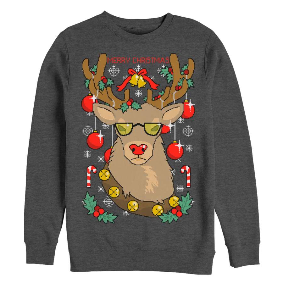 LOST GODS Men’s Ugly Christmas Cool Rudolph Sweatshirt