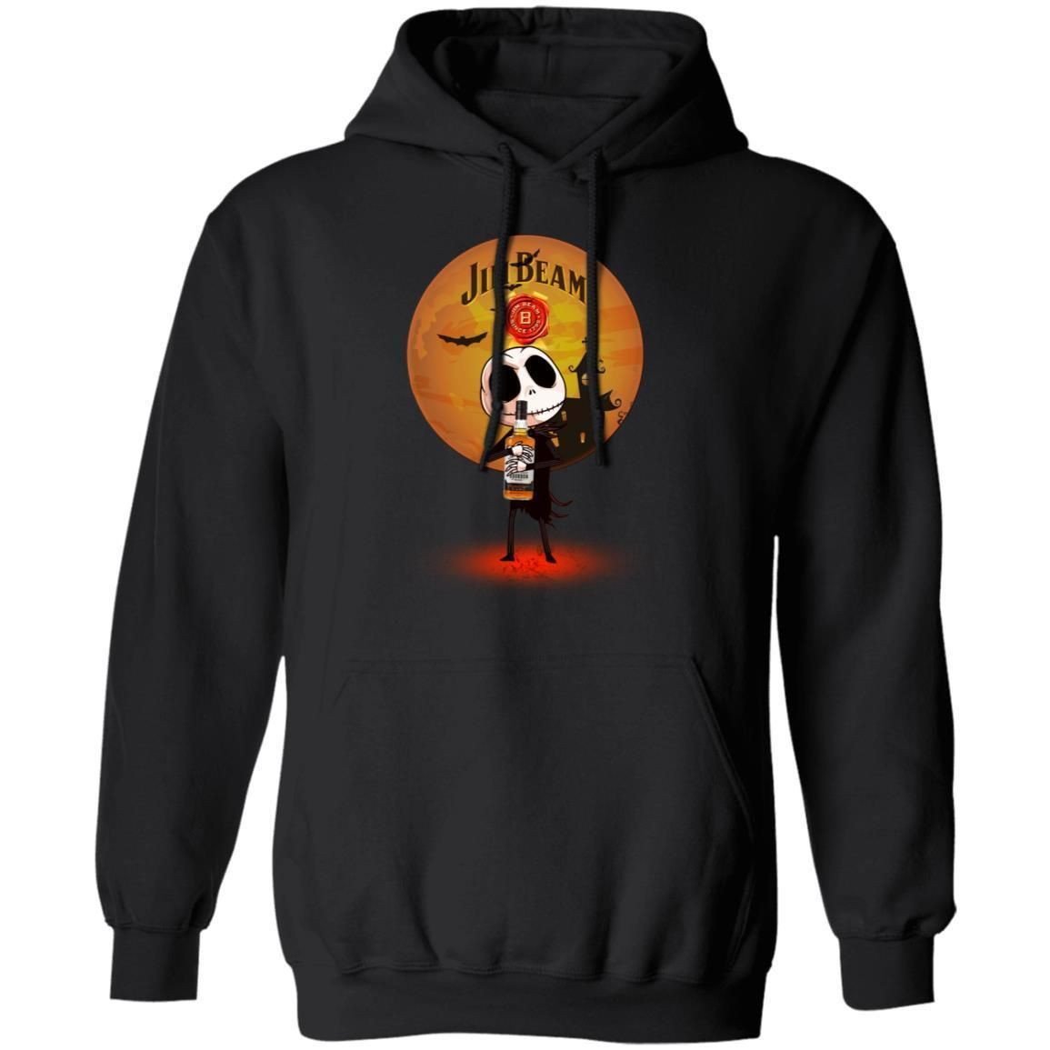 Jack Skellington Holding Jim Beam Whisky Hoodie Funny Halloween Gift Ha09