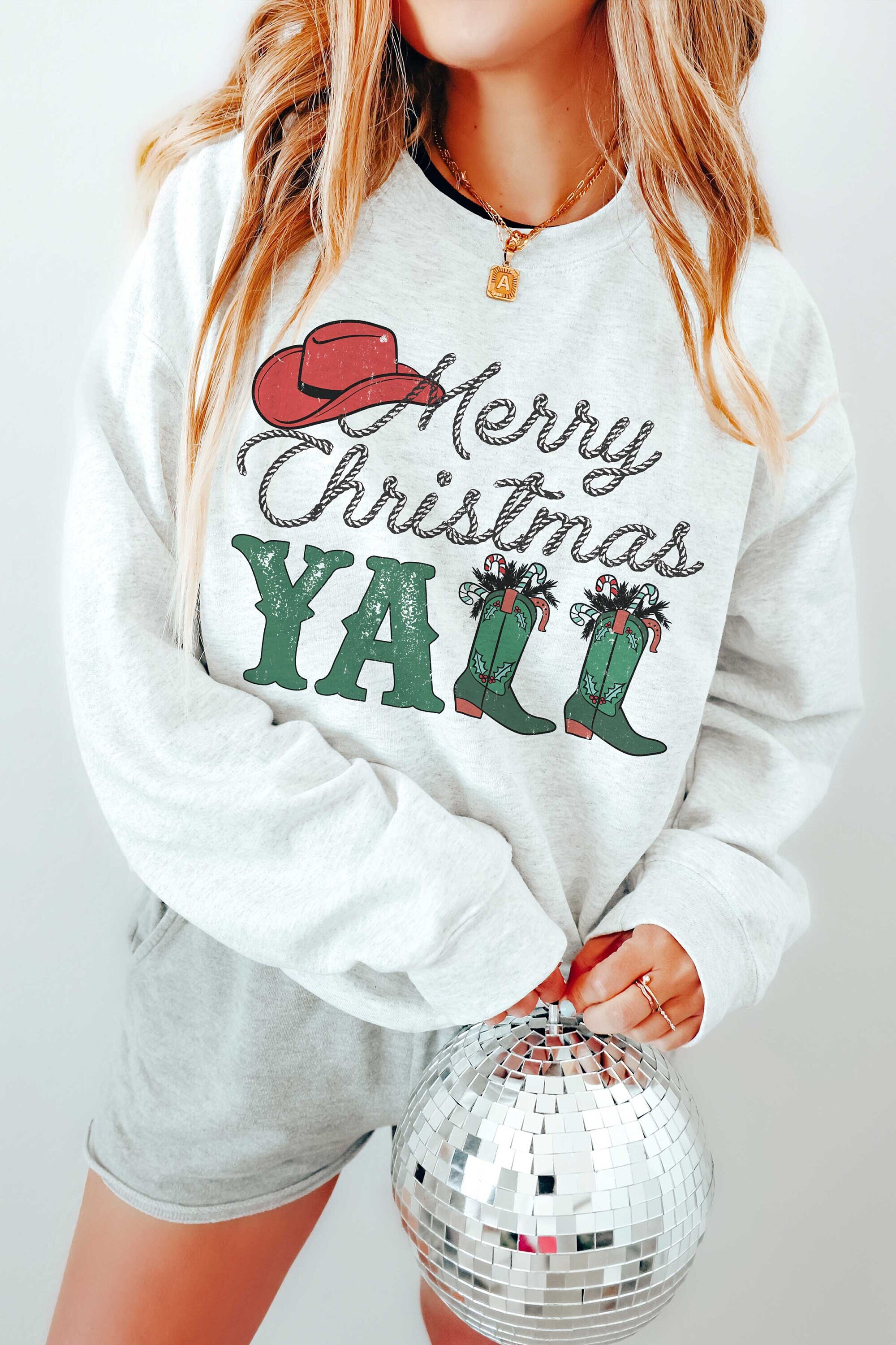 Merry Christmas Yall Cowgirl Sweatshirt Disco Cowgirl Midwest Sweatshirt Christmas Pjs Howdy Shirt Howdy Sweatshirt Nashville Sweatshirt