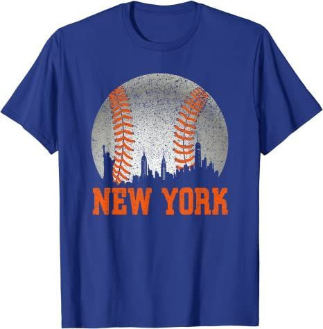 New York Ny Skyline Baseball Vintage Met At Gameday T-Shirt