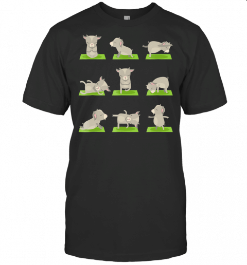 Funny Goat Yoga Tshirts Yoga Goat On Mat Cool Gifts T Shirts