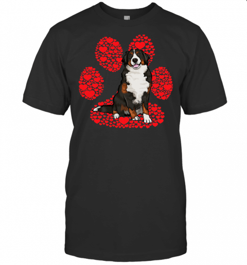 Bernese Mountain Dog Valentines Day Dog Love Paw T Shirt