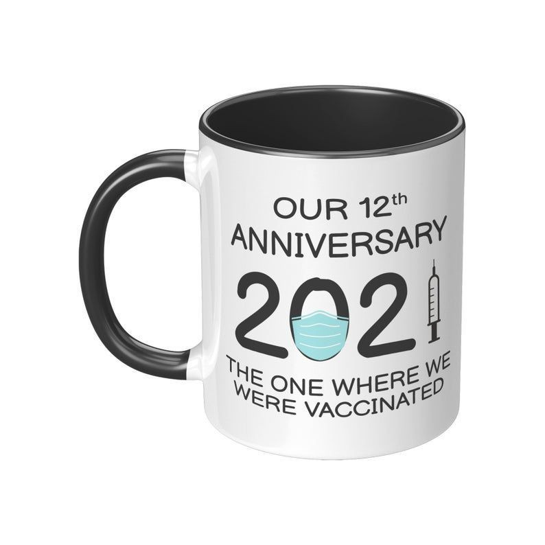 12Th Wedding Anniversary Mug Gift For Couple, Husband & Wife, Him & Her, Gift For 12 Year Anniversary