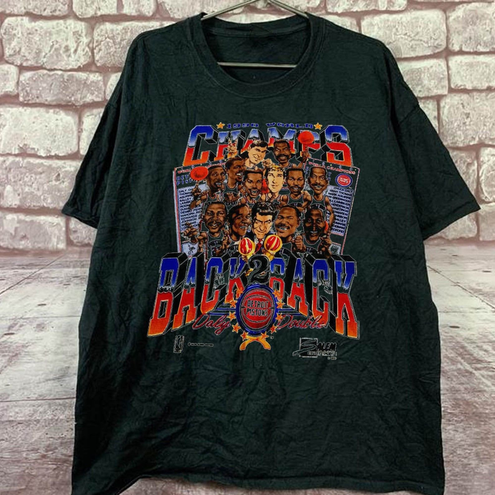 Vintage 90S M T-Shirt 1989-1990 Detroit Pistons Usa T-Shirt Vintage Re T-Shirt Gift For Fan Vintage T-Shirt Music T-Shirt