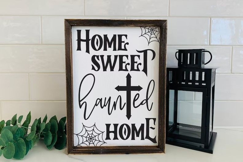 Home Sweet Haunted Home Farmhouse Halloween Rustic Poster