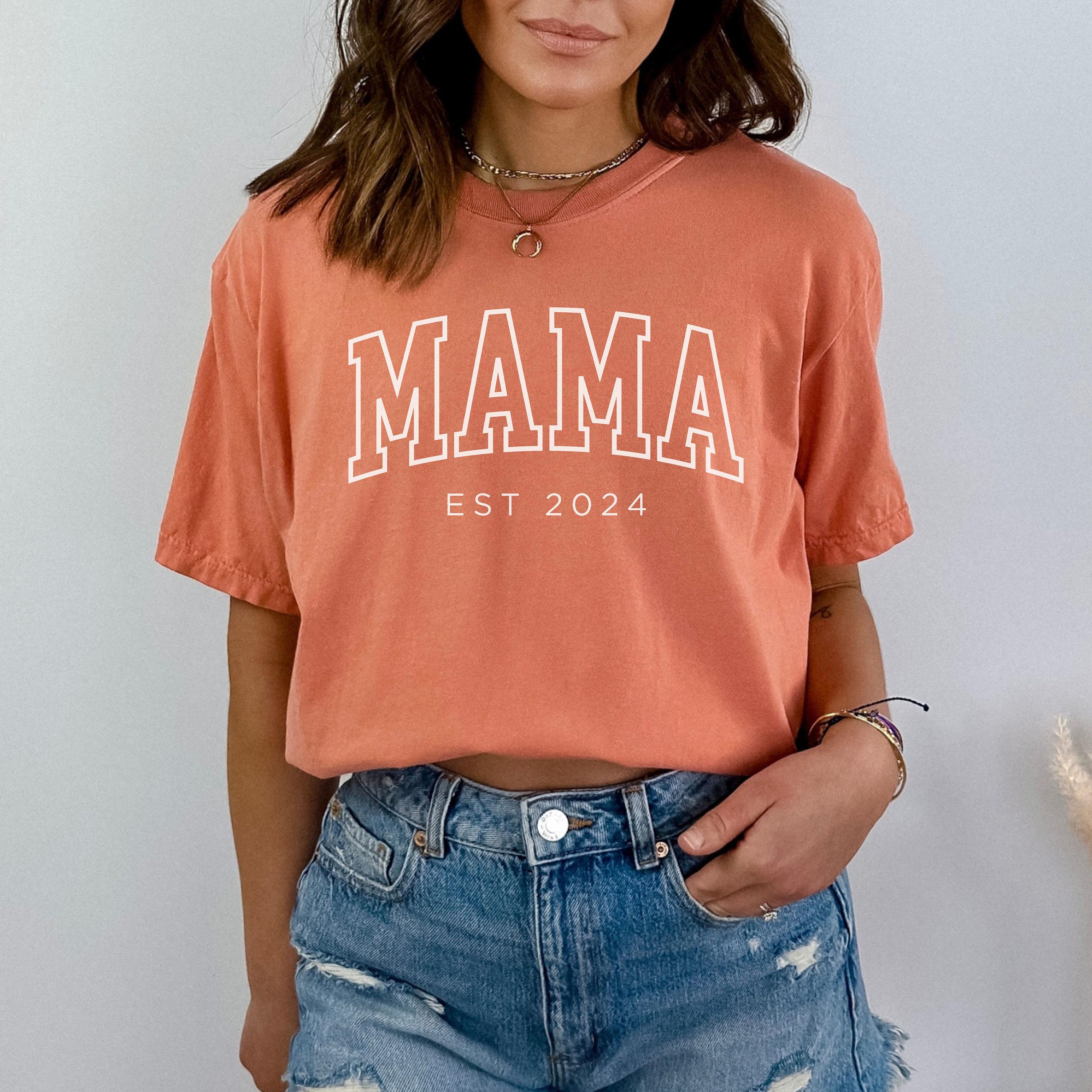 Custom Mama Shirt – Mama Est 2024 Shirt – Comfort Colors Mom Shirt for the Cool Mom – Perfect Gift for Mom, Pregnancy Announcement, Mother’s Day, or New Mom Gift