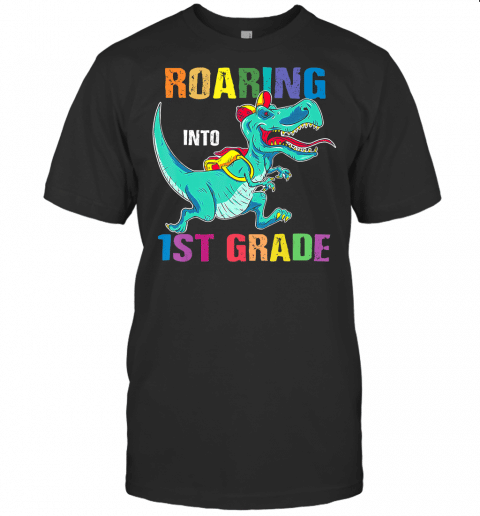 Dinosaurs Roaring Into 1St Grade Shirt Back To School Gift