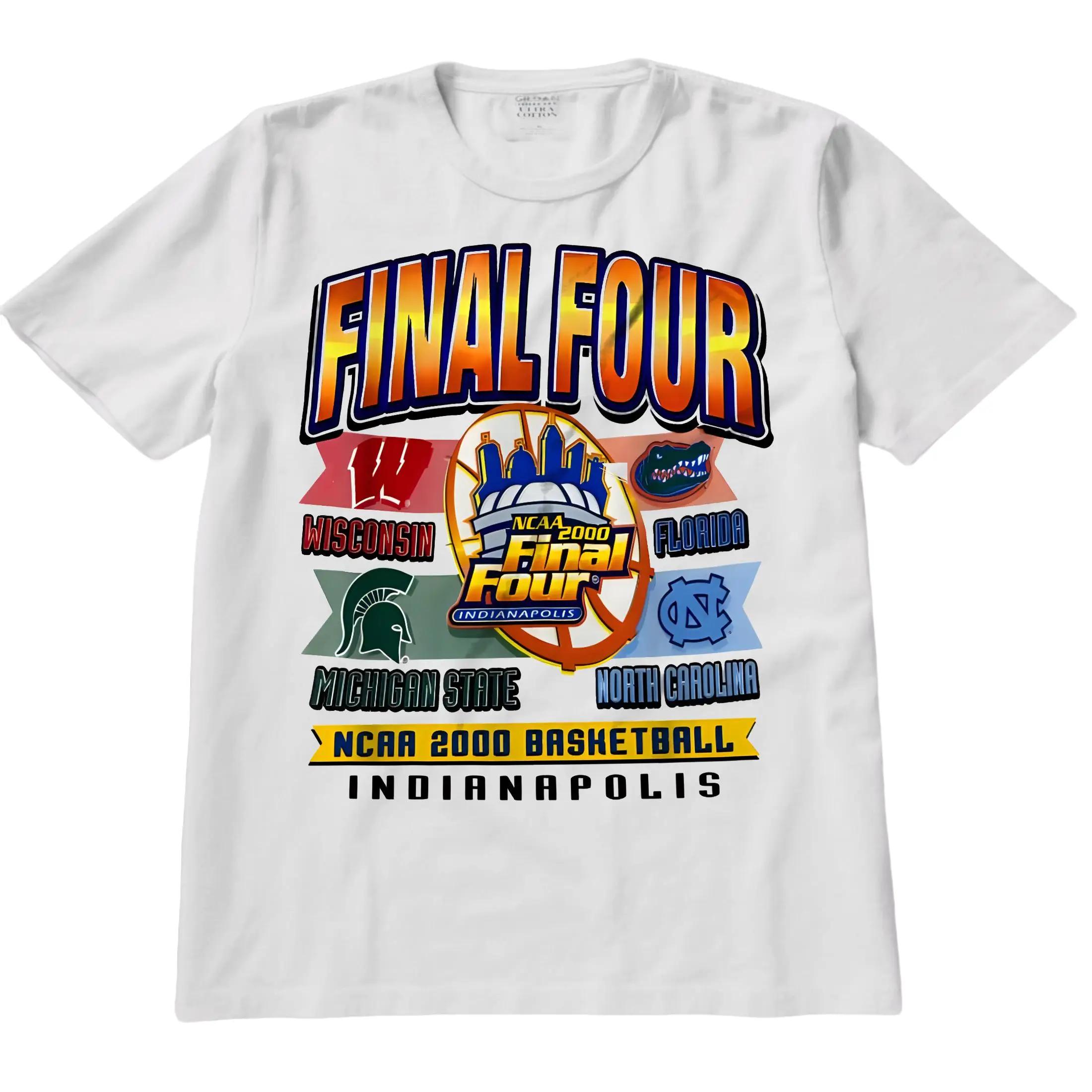 2000 NCAA Final Four Vintage T-shirt Cotton Light Color Menswear Top