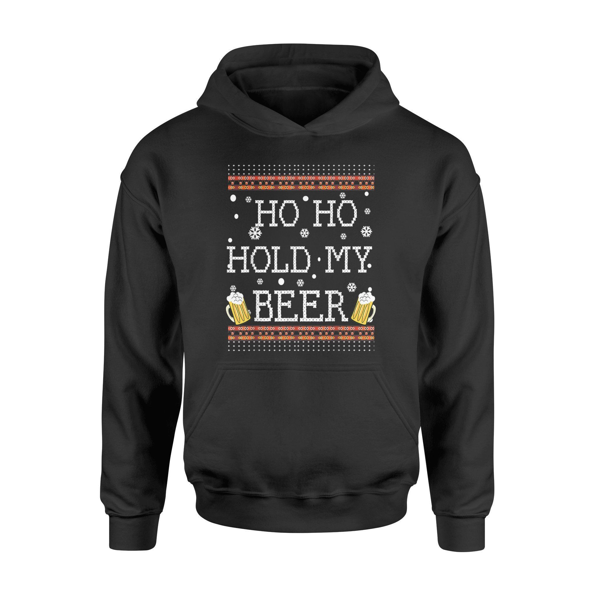 Ho Ho Hold My Beer Christmas In July Drinking Sweater Shirt – Standard Hoodie