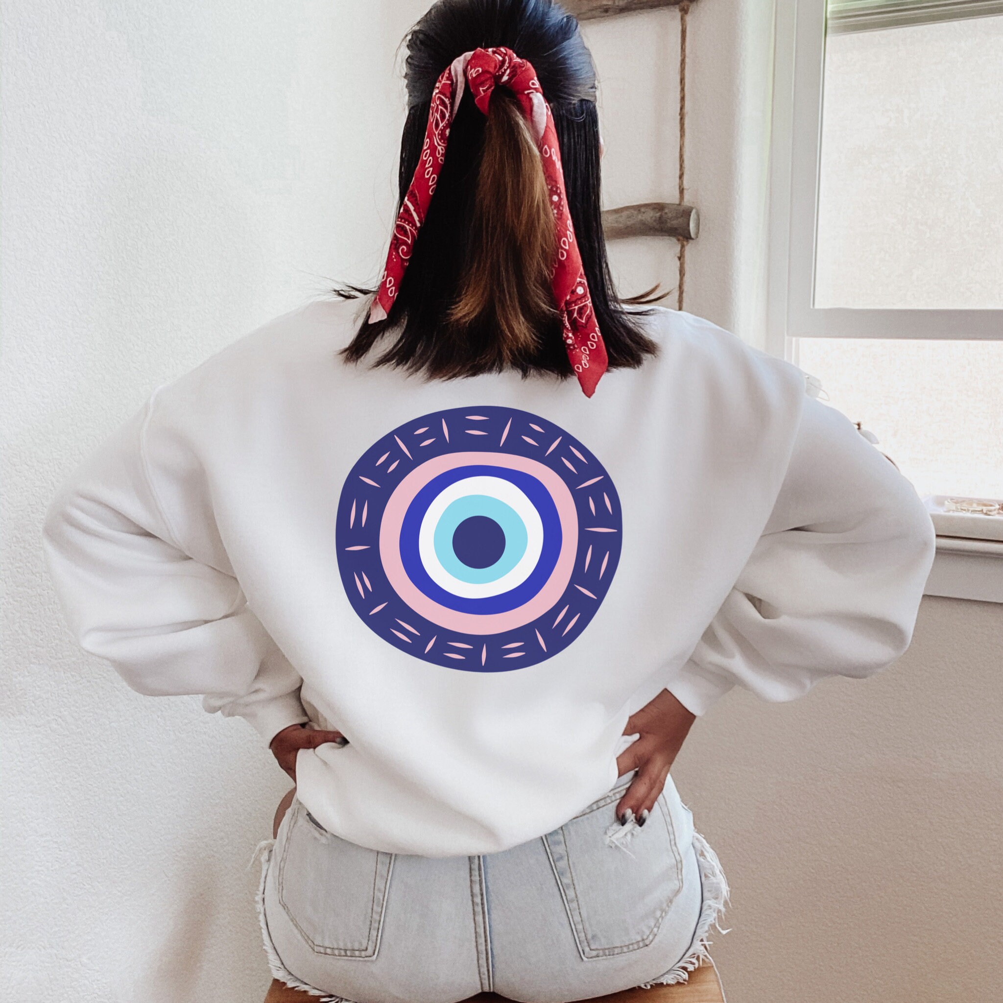 Evil Eye Crewneck Preppy Sweatshirt Women Trendy Clothes Indie Clothing Witchy Clothing Y2k Clothing Oversized Sweatshirt Aesthetic Clothes