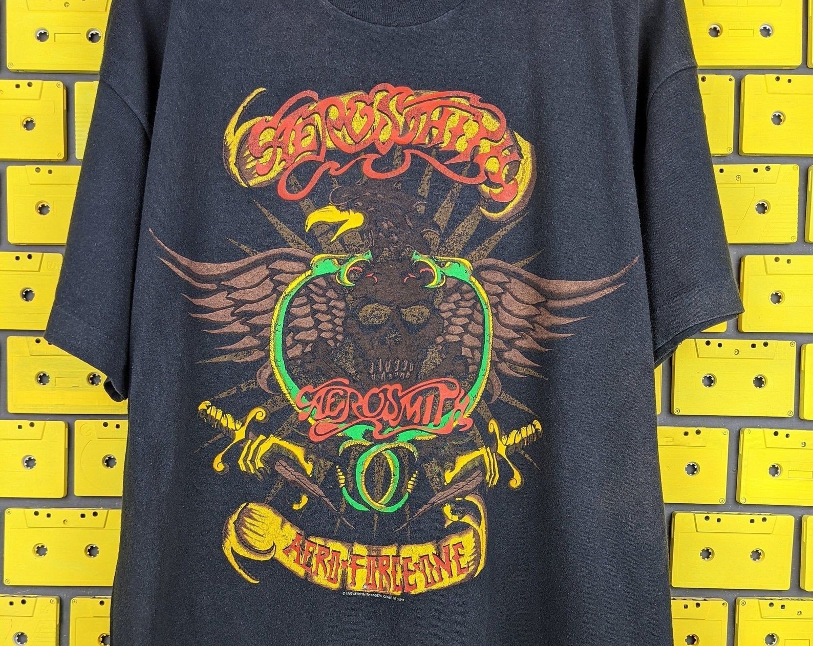 Vintage 1993 Aerosmith World Tour T-Shirt Aero Force One Hard Blues Rock Steven Tyler Band Merch Tee