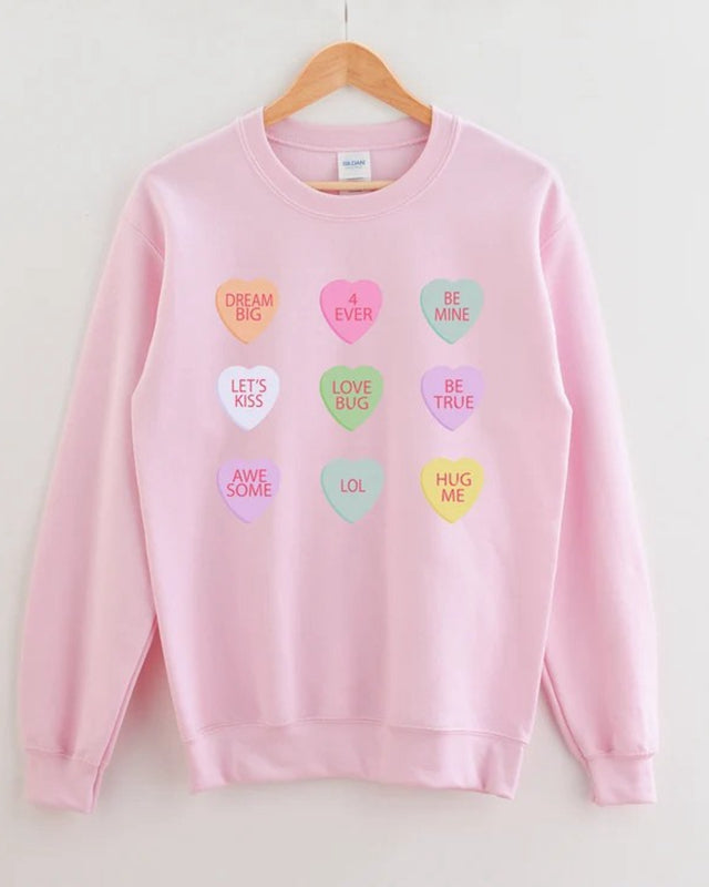 Valentines Day Sweatshirt, Candy Heart Sweatshirt