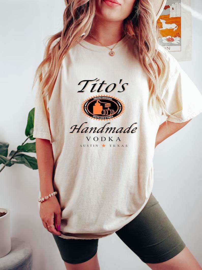 TITO’S Handmade Vodka Austin Texas Crewneck Cewneck Sweatshirt Hoodie Tshirt, Austin Texas Label, Vodka Alcohol Alcoholic , Tito’s Fan gift, Drinking Shirts