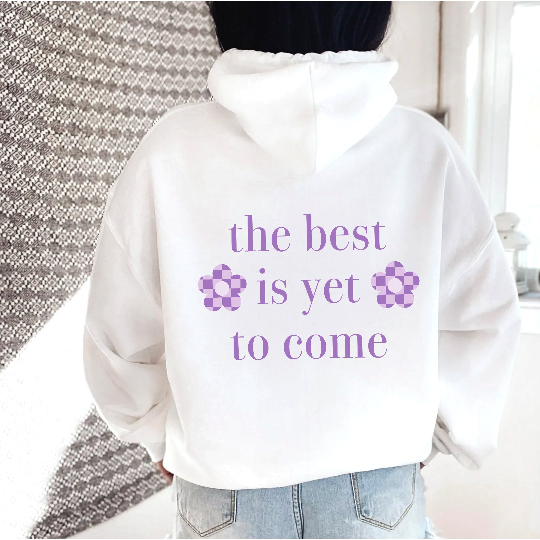 The best is yet to come Hoodie Vintage Sweatshirt Women Trendy Preppy Hoodie Aesthetic Clothing Retro 70s Oversized Sweatshirt VSCO Tumblr