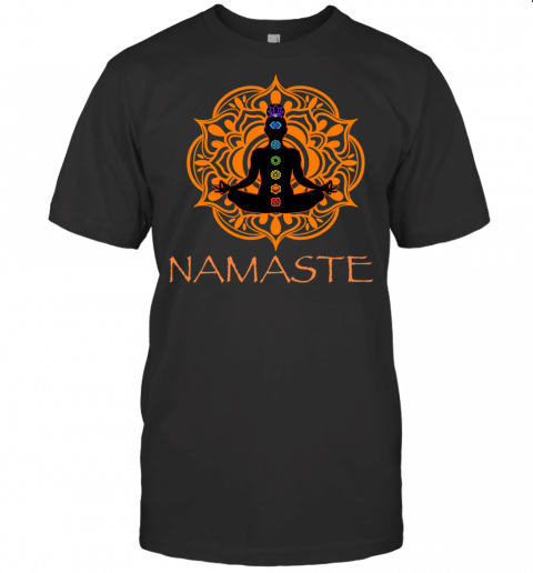 Namaste Seven Chakras Mandala Colourful Design For Yoga T Shirt