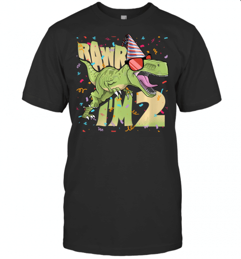 Kids 2Nd Birthday, 2 Year Old Shirt. T Rex, Dinosaur Rawr Im 2 T Shirt