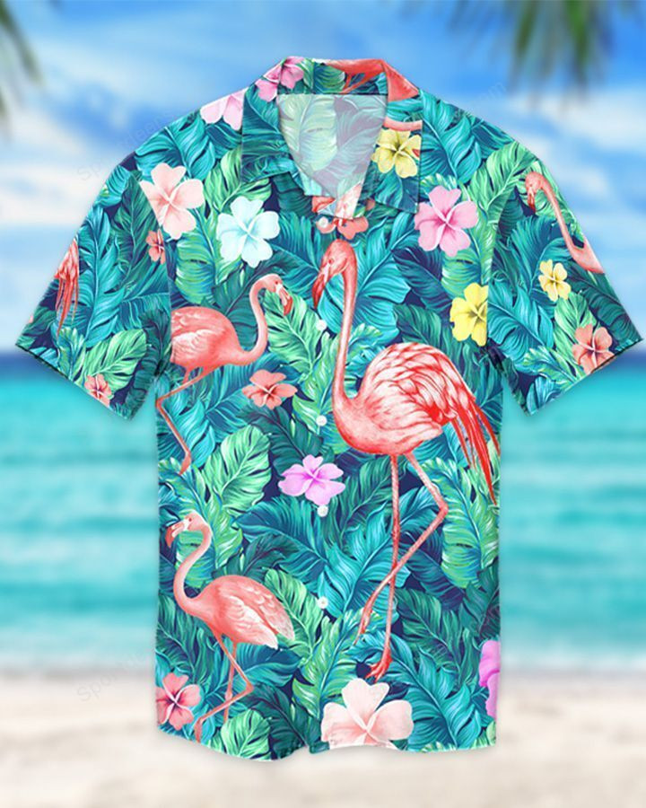 Flamingo – Green Tropical Hawaiian Shirt