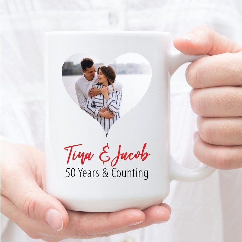 50 Year Anniversary Photo Gift For Husband, 50Th Anniversary Custom Photo Gift Cup For Him, 50 Year Anniversary Photo Mug