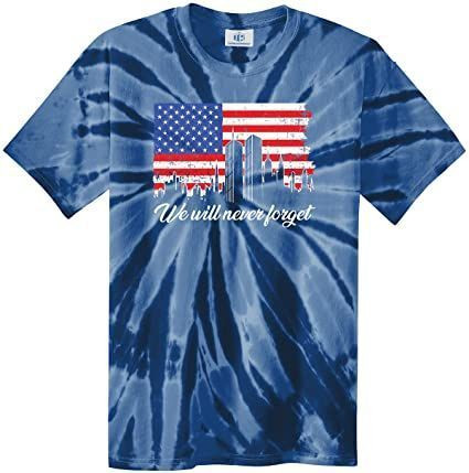 Threadrock We Will Never Forget 9/11 Unisex Navy Tie Dye T-Shirt