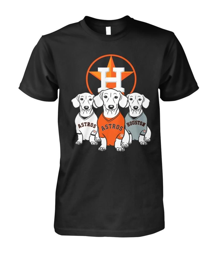 Houston Astros And Dachshund Baseball Team Fans Pet Puppy Dog Lovers Shirts