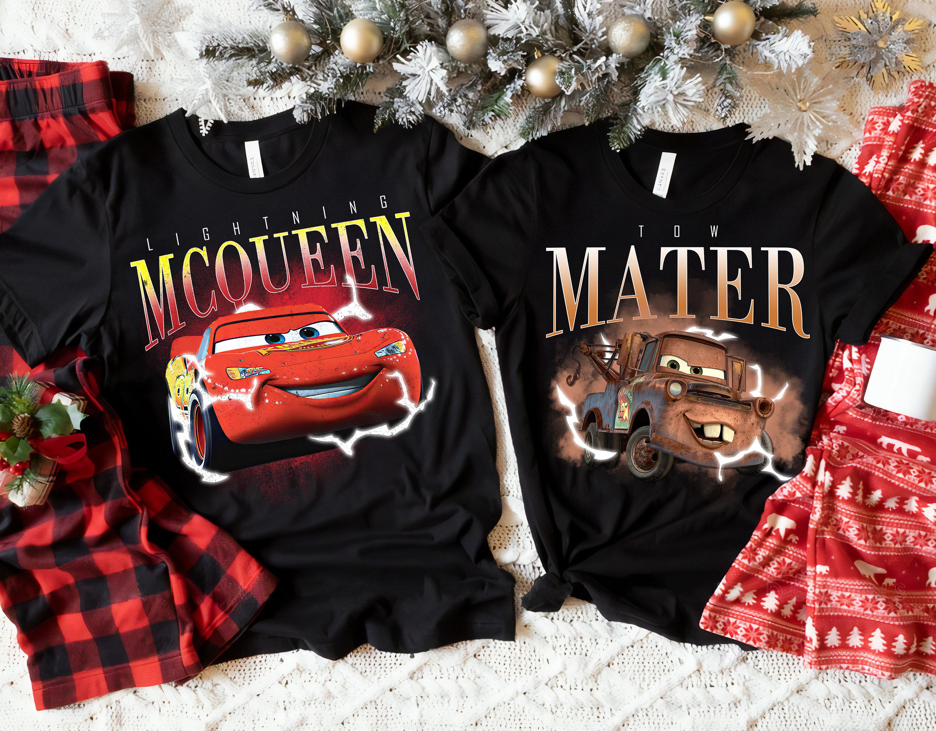 Lightning McQueen and Tow Mater Tshirt , Retro 90s Portrait T-Shirt Shirt , Fabric Menswear