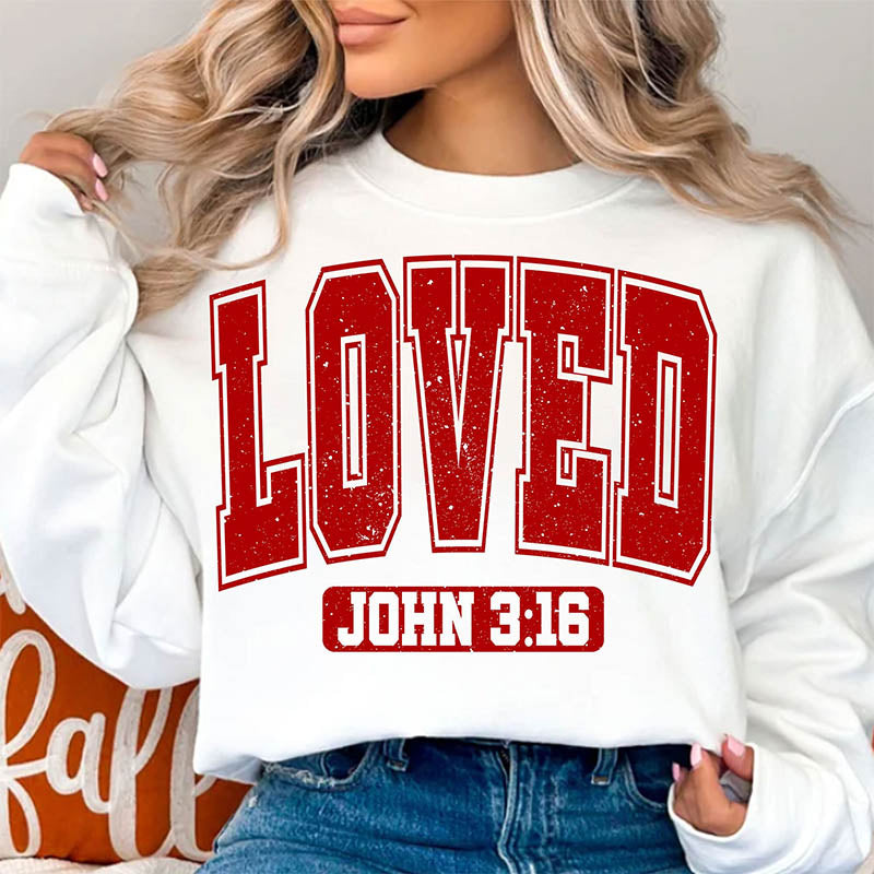 Loved Letter Print Crewneck Sweatshirt