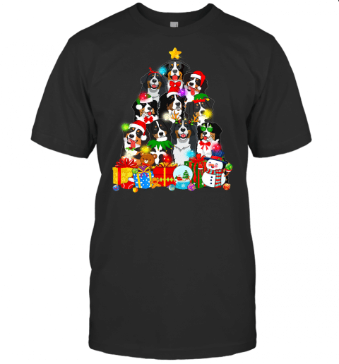 Funny Bernese Mountain Christmas Tree Lights Gift Dog Lover T Shirt