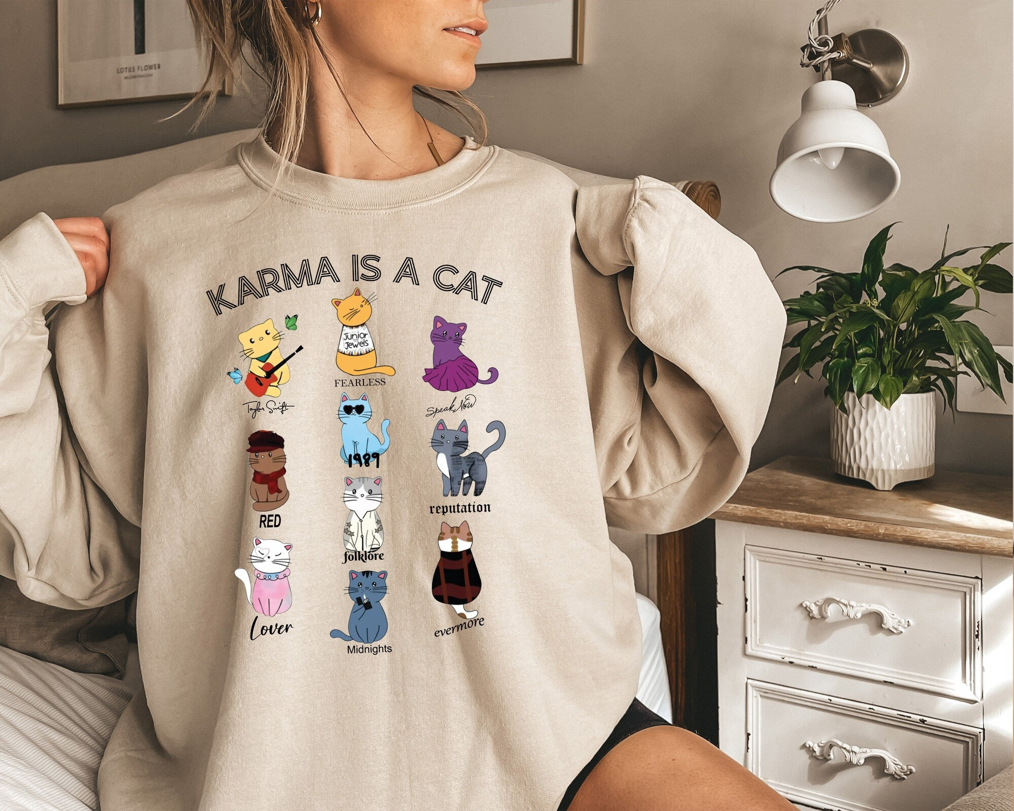 Karma Is A Cat Sweatshirt Music Albums As Books