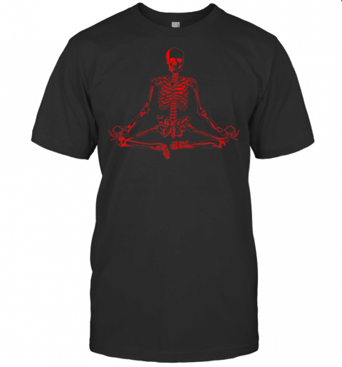 Halloween Meditating Skeleton Funny Freaky Yoga Gift Premium T Shirt