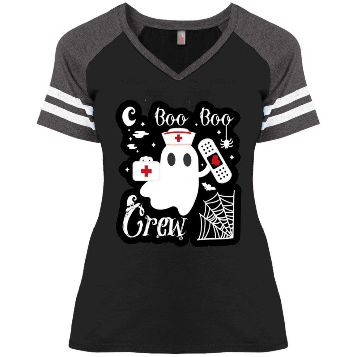 Boo Boo Crew Nurse Ghost Funny Halloween Ladies’ V-Neck