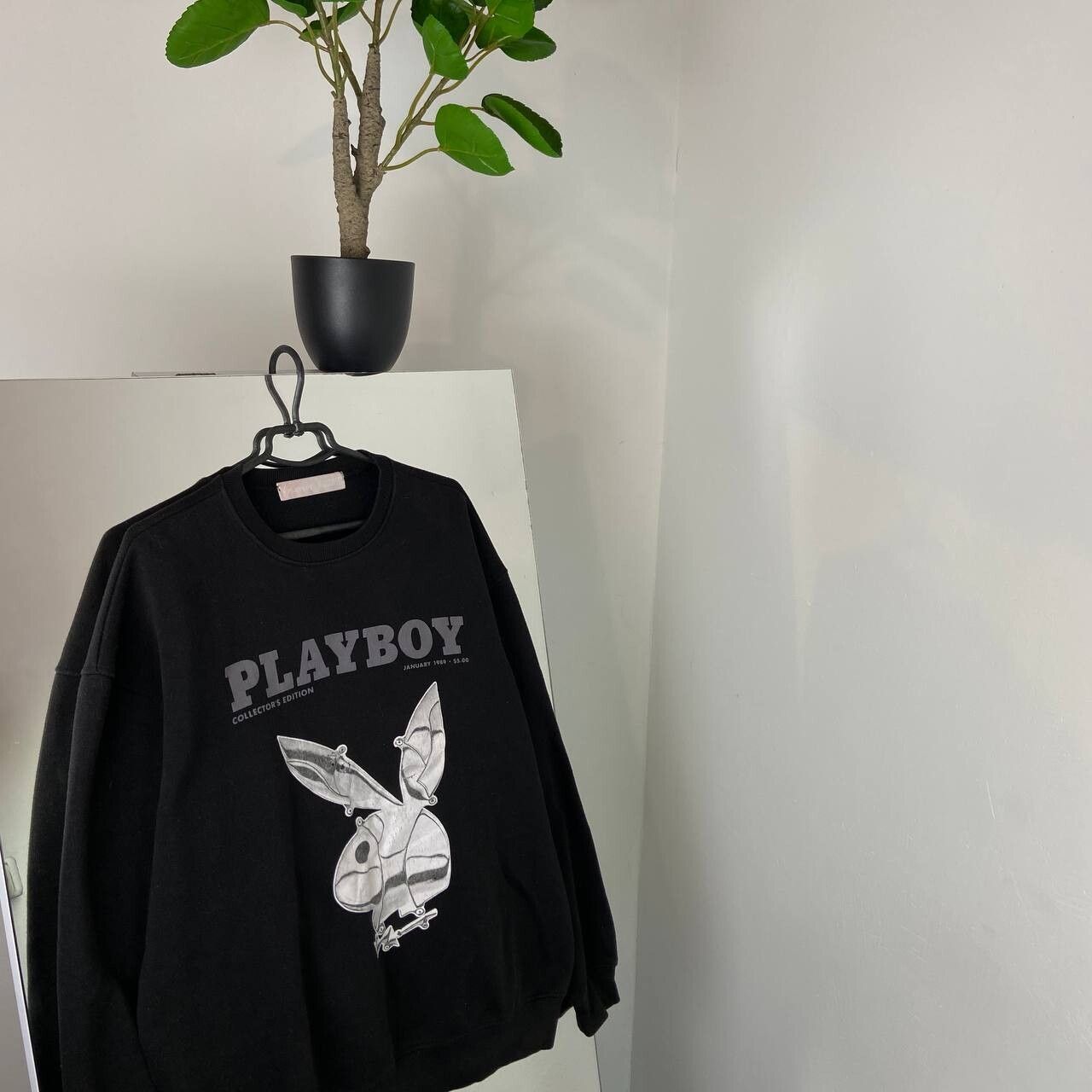 PlayBoy Swearshirt Vintage Big Logo Black Oversized Boxy Fit, Shirt Outfit, Gift For Men, For Women