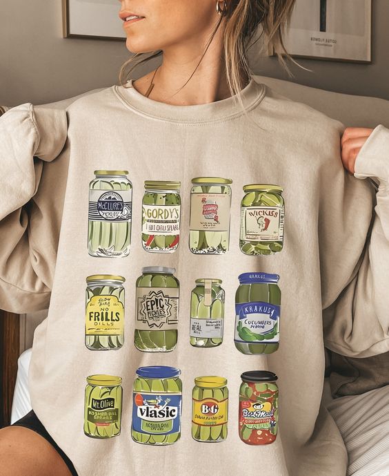 Pickle Sweatshirt Gift for Pickle Lover Gift Vintage Pickle Jar Sweatshirt