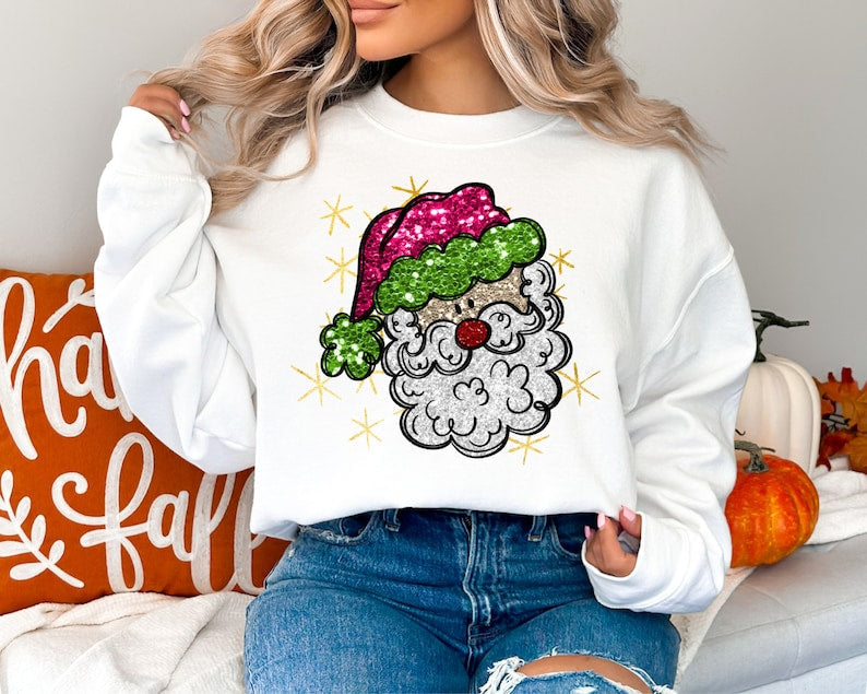 Faux Sequin Santa Sweatshirt