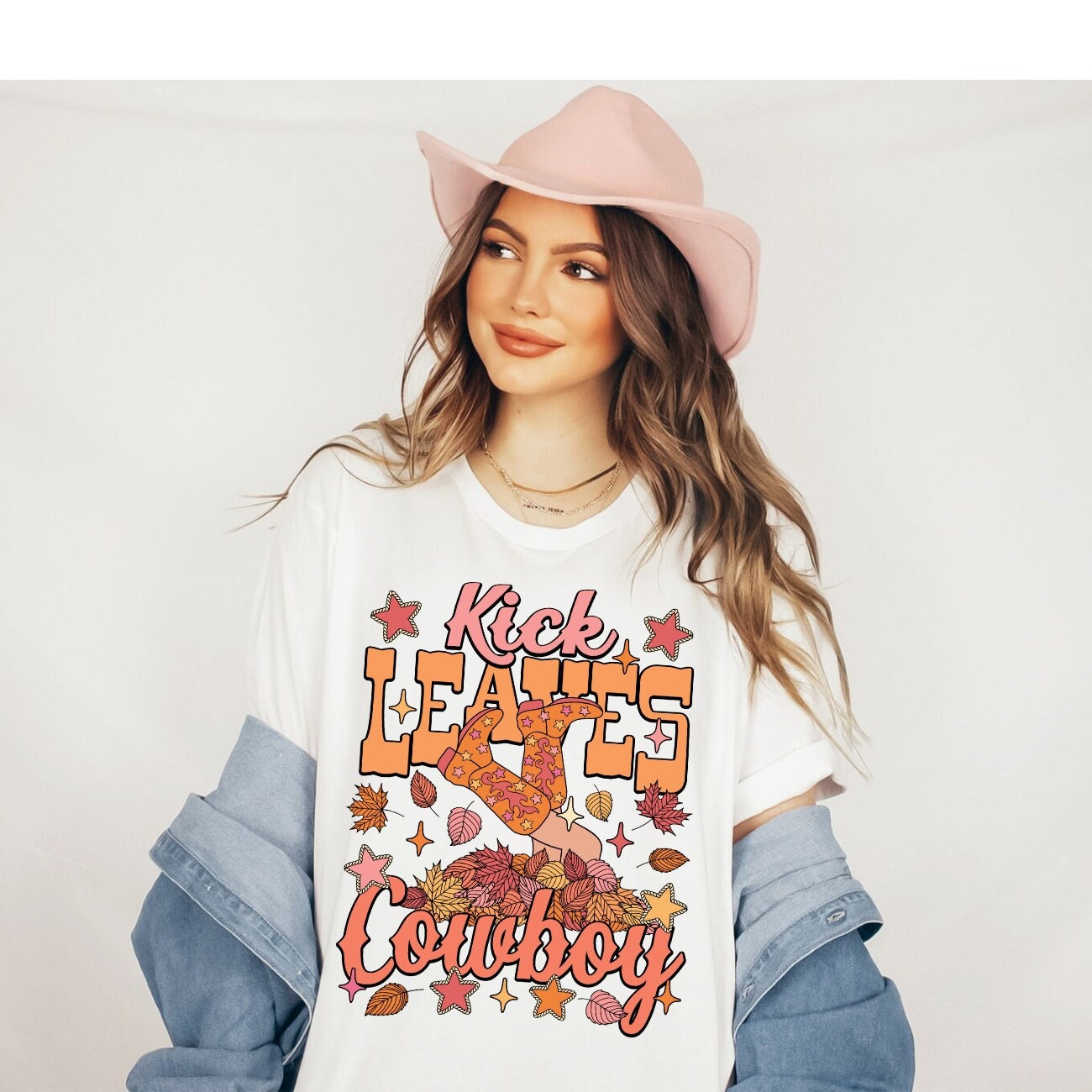 Cowgirl Fall Shirt Kick Leaves Cowboy Fall Crewneck Nashville Shirt Yeehaw Shirt Howdy Shirt Happy Fall Yall its Fall yall Fall clothes