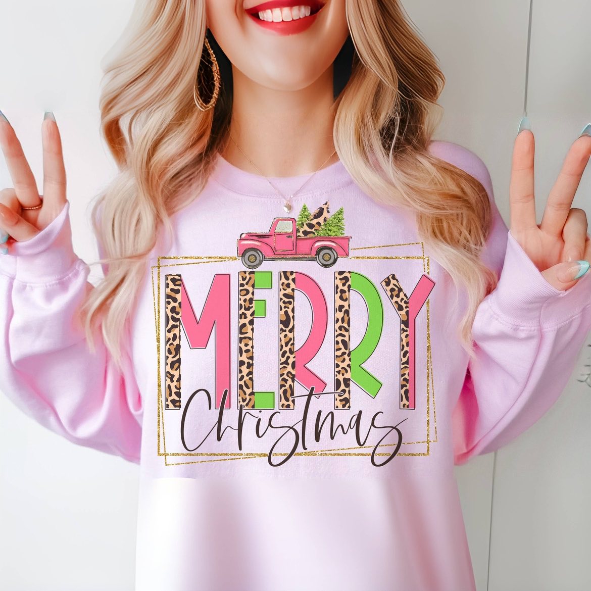 Merry Christmas Car Print Casual Sweatshirt