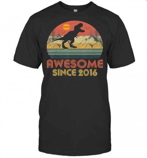 4Th Birthday Gift T Shirt Awesome 2016 Dinosaur 4 Years Old T Shirt