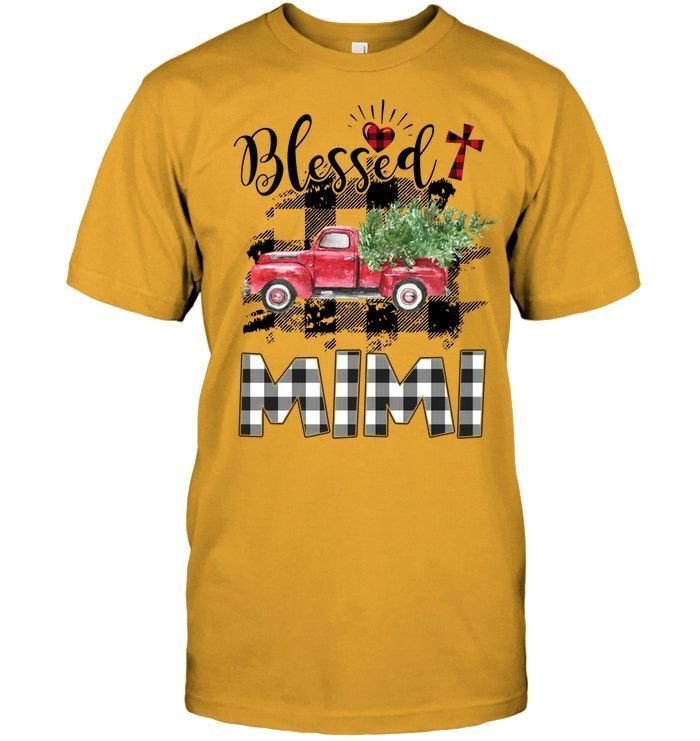 Blessed Mimi Black And White Plaid Christmas Noel Xmas Truck Christians Grandmothers Shirts