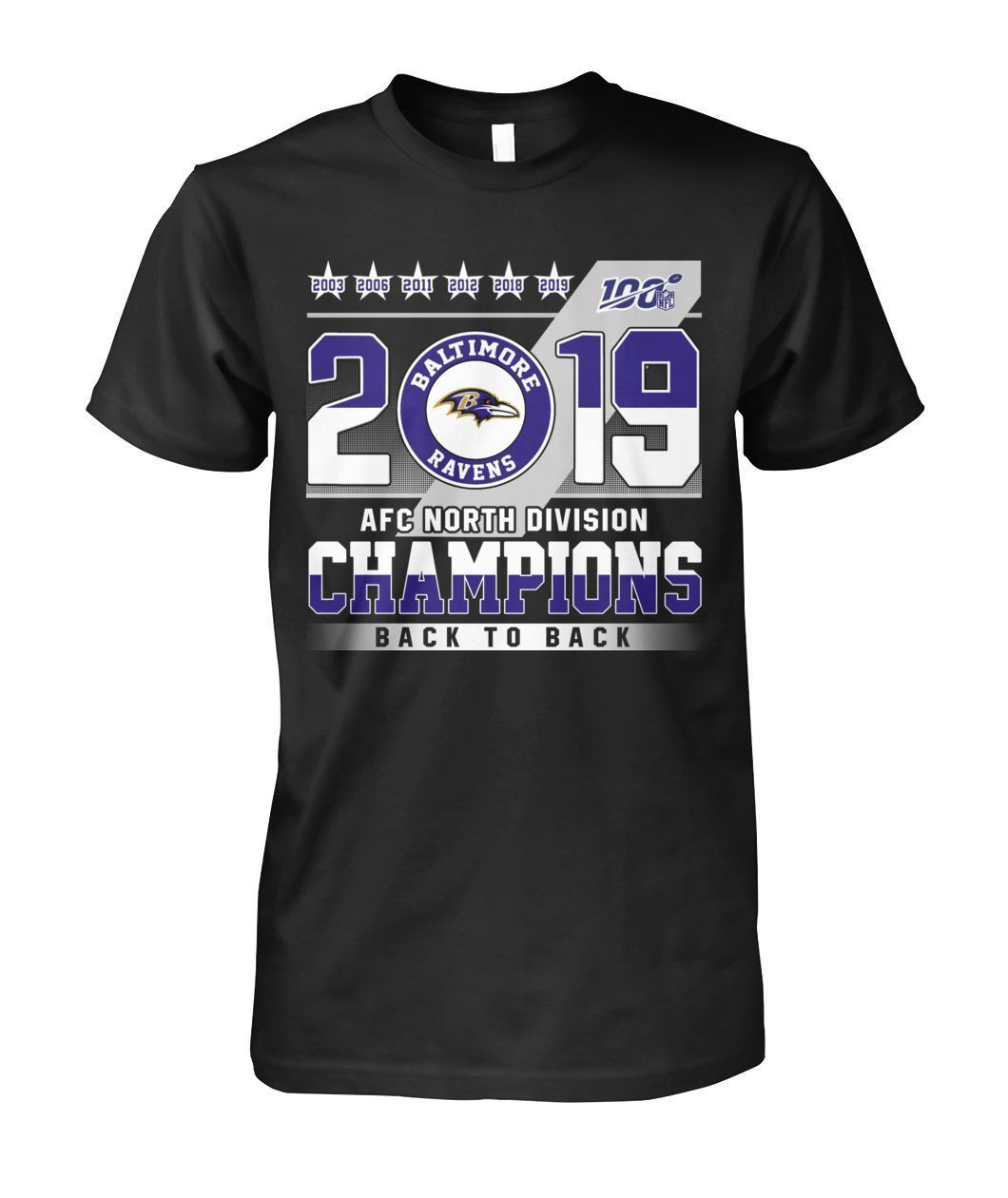 Baltimore Ravens 2019 Afc North Division Champions Back To Back Sports Football Fans Shirts