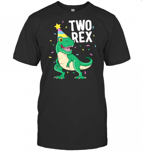 Two Rex 2Nd Birthday Boy T Rex Dinosaur Party Happy Second T Shirt