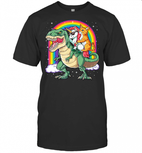 Dinosaur T Rex Unicorn Cat Kitten Lover Space Galaxy Rainbow T Shirt