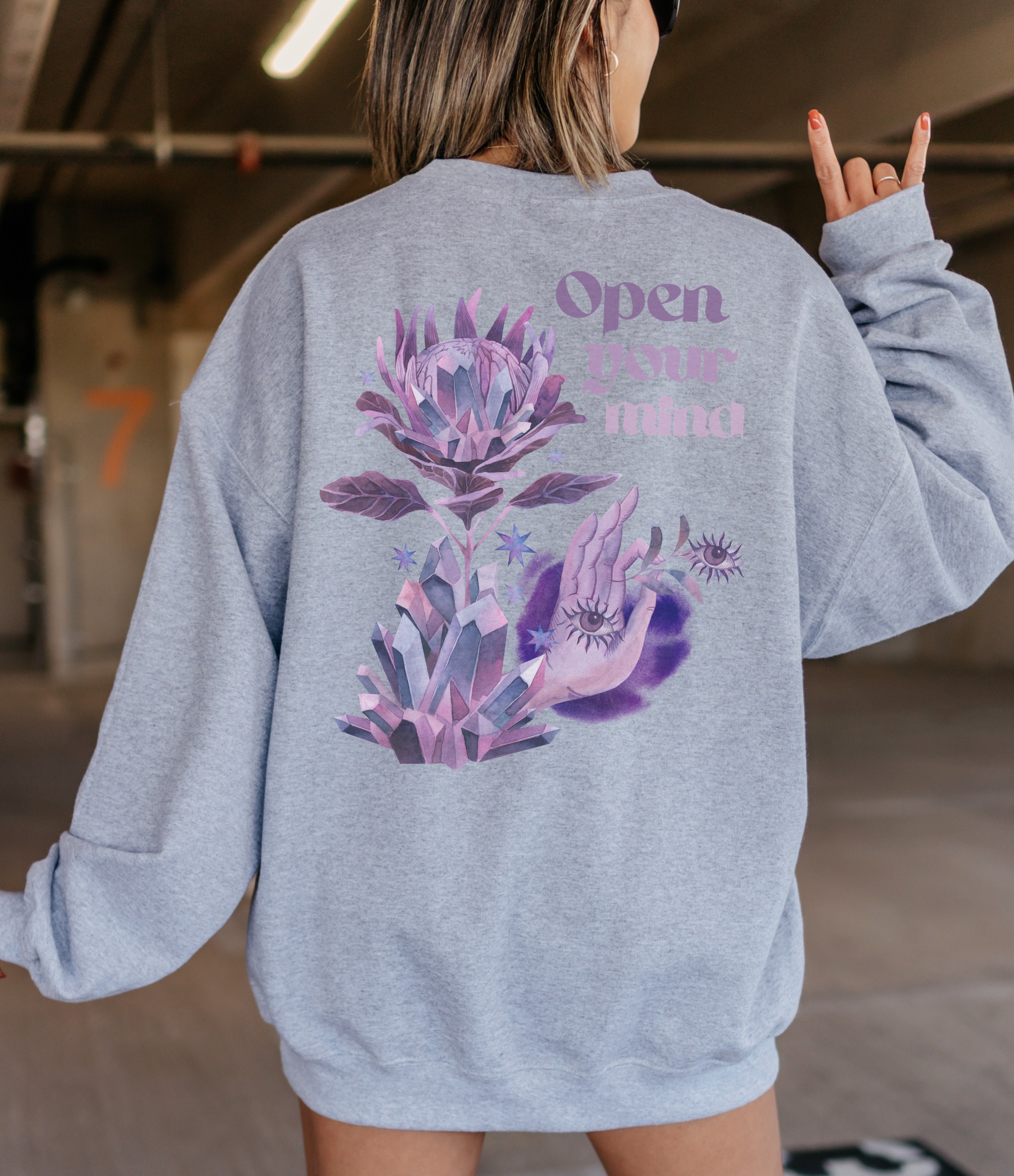 Open Your Mind Aesthetic Sweatshirt Witchy Clothes Preppy Sweatshirt Trendy Crewneck Hippie Clothes Indie Clothes Oversized Sweatshirt