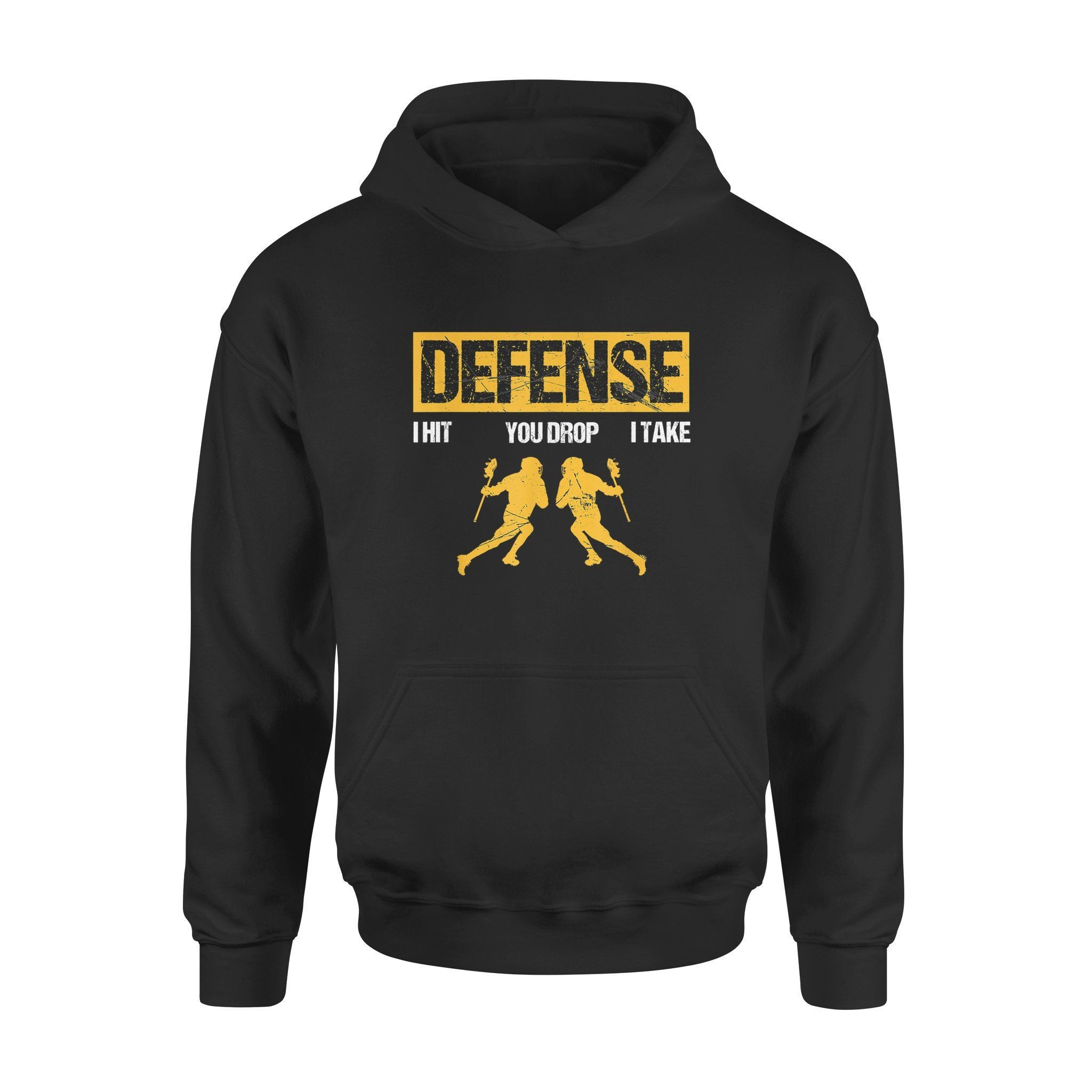 Fathers Day Black Defense Defender Stick Lacrosse Player Shirt – Standard Hoodie