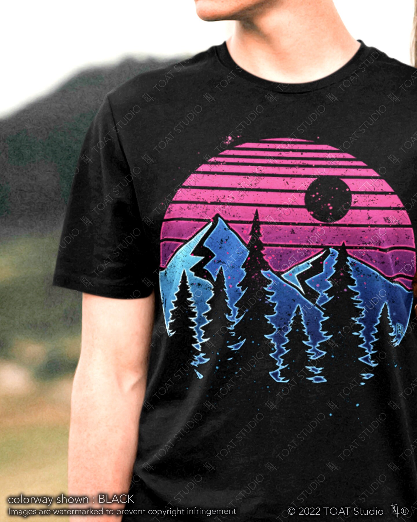 Vaporwave Wilderness Unisex T-Shirt, Retrowave Aesthetic, Cyberpunk Shirt, Dreamwave, Outdoor Lover, Synthwave Grunge, Retro 80’s Forest