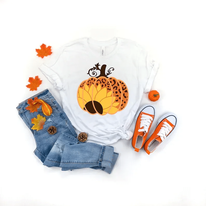 Leopard Pumpkin Shirt, Cheetah Pumpkin Shirt,Thanksgiving Shirt, Thankful Shirt,Fall Shirt, Hello Pumpkin